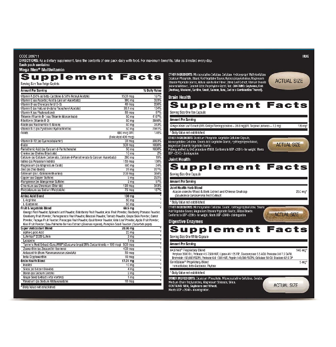 GNC MEGA MEN Whole Body Vitapak 30 dias Omega 3 Prostata