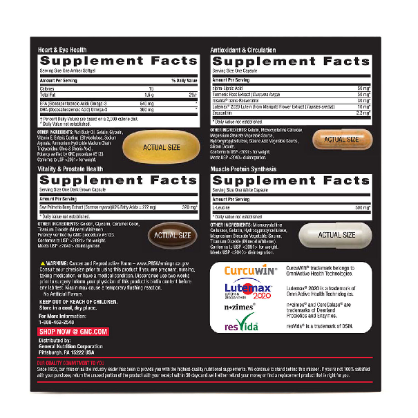 GNC MEGA MEN Whole Body Vitapak 30 dias Omega 3 Prostata