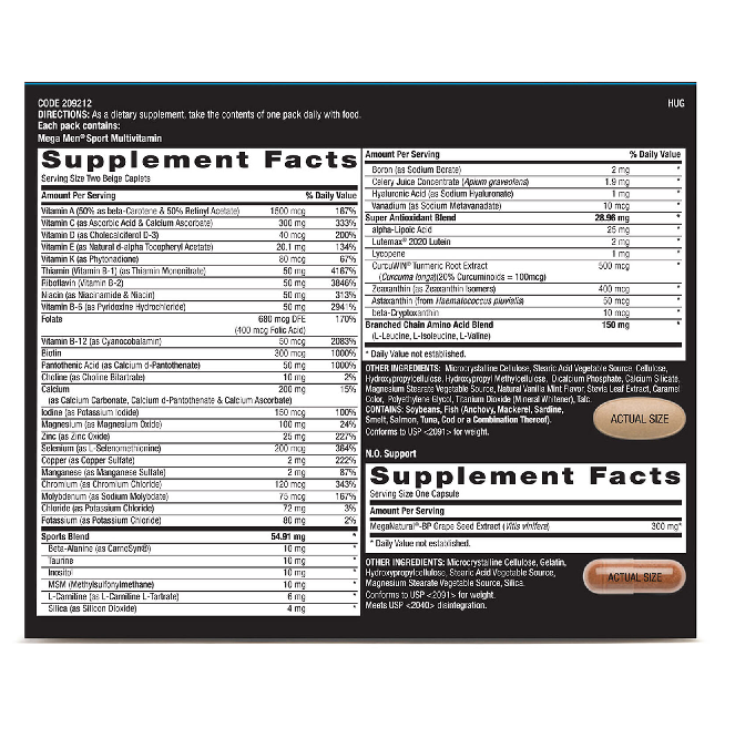 GNC MEGA MEN Sport Vitapak 30 dias