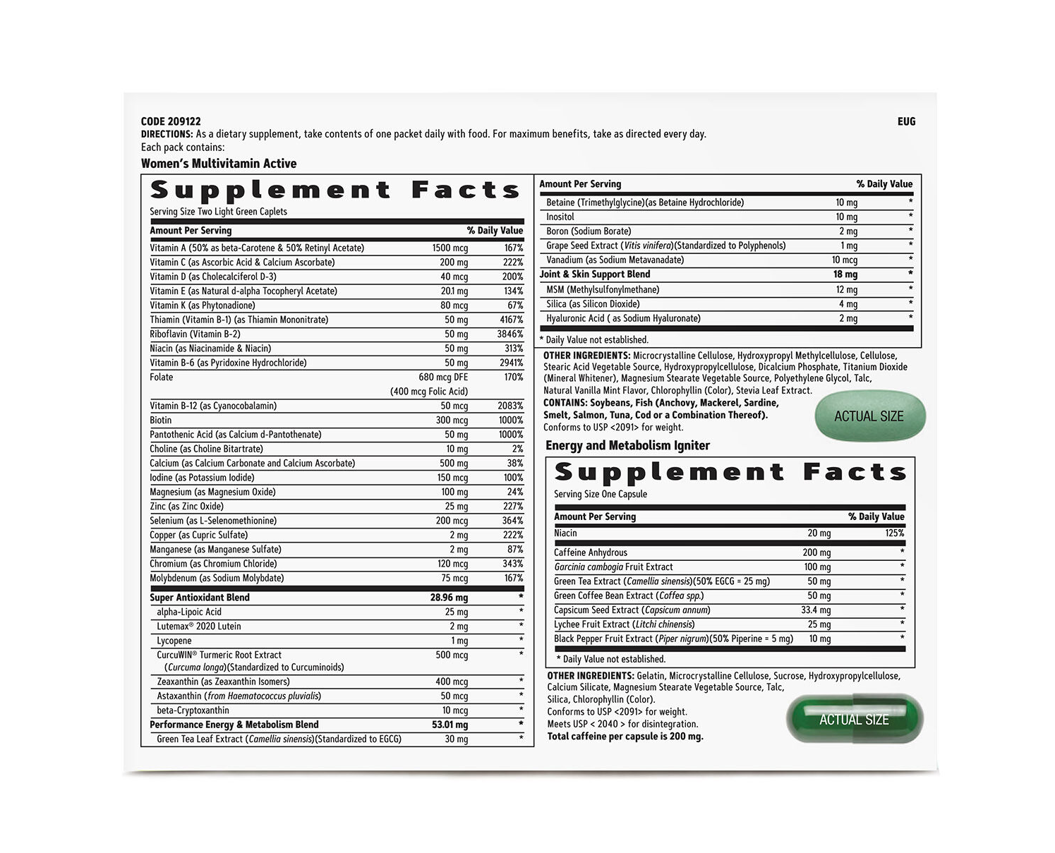 GNC WOMEN Multivitamina Energy and Metabolism Vitapak 30 dias