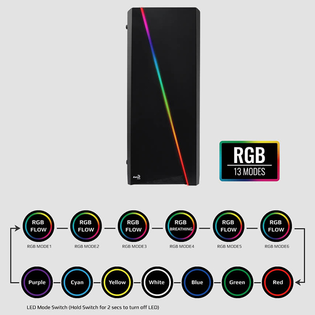 GAB AEROCOOL CYLON CRIST TEMPLADO BLACK RGB ATX