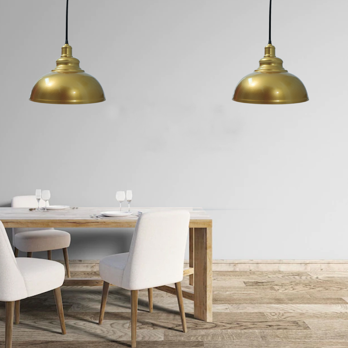 Lampara de techo colgante vintage de Campana dorada acabado latón 30 cm de diámetro