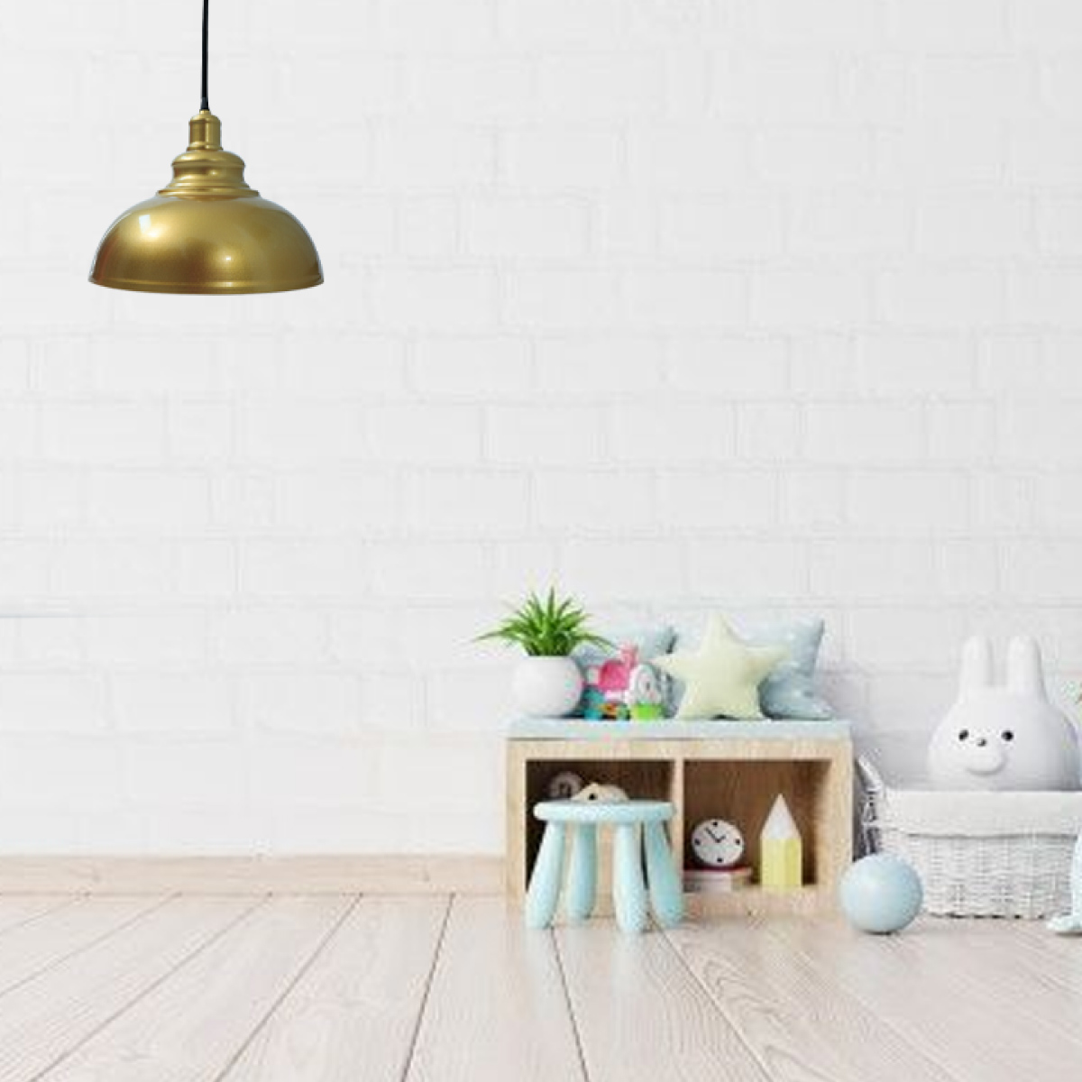 Lampara de techo colgante vintage de Campana dorada acabado latón 30 cm de diámetro