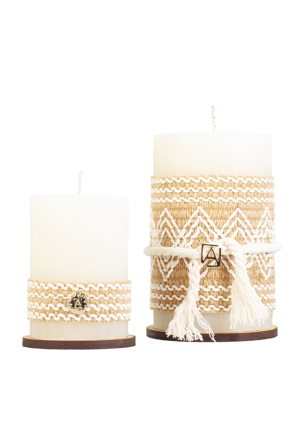 Juego de Velas ANGELOZANO decorativa aromática Yute Rombos Beige