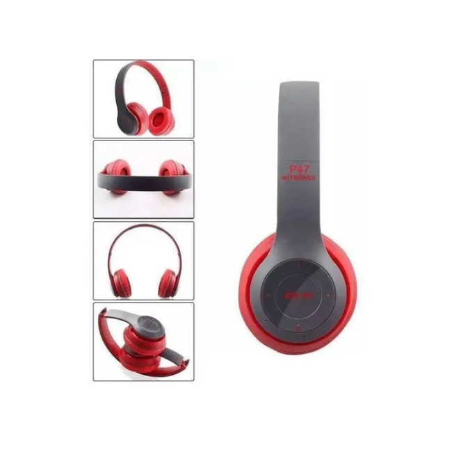 Audífonos Inalámbricos Con Conexión Bluetooth P47 Rojo.
