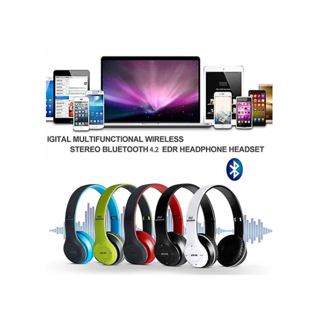 Audífonos Inalámbricos Con Conexión Bluetooth P47 Rojo.