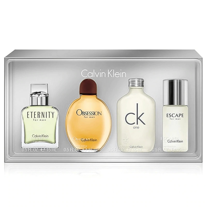 Mini Set 4 Piezas Calvin Klein para Hombre 15mL (Obsession, Eternity, CK One, Escape)