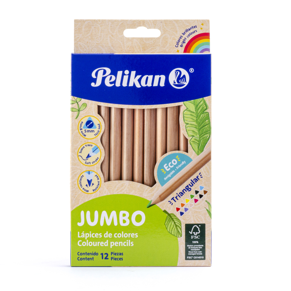 Lápices de colores jumbo cuerpo madera caja con 12 piezas