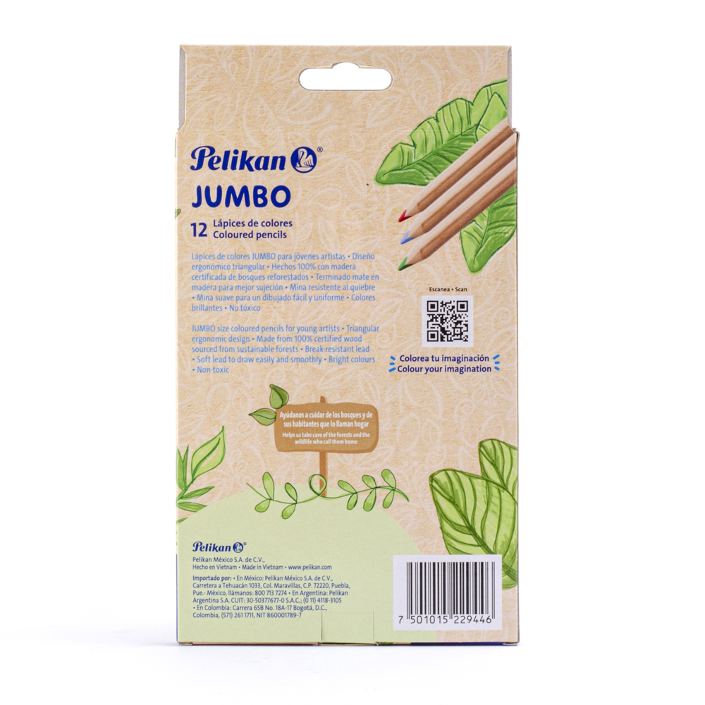 Lápices de colores jumbo cuerpo madera caja con 12 piezas