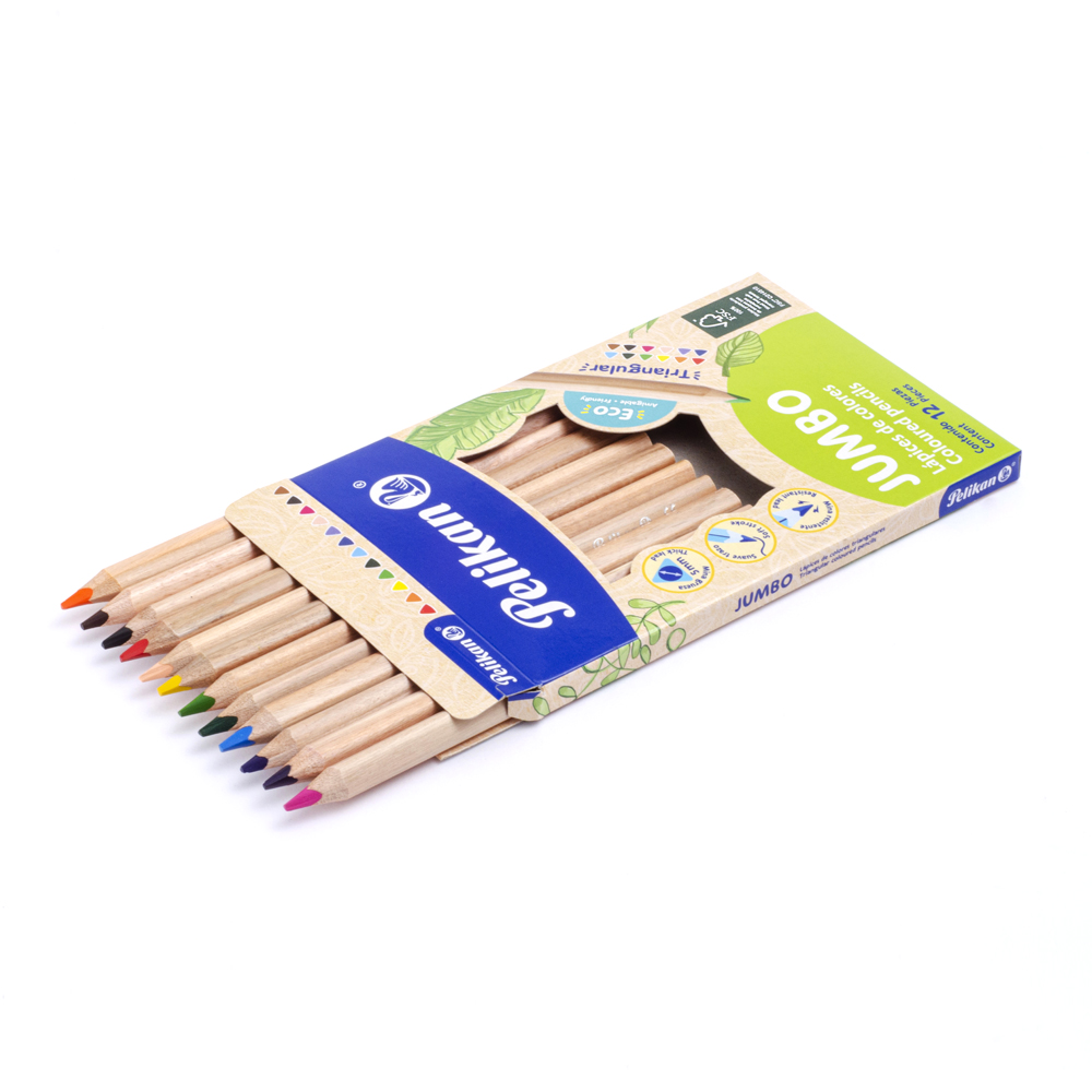 Lápices de colores jumbo cuerpo madera caja con 12 piezas
