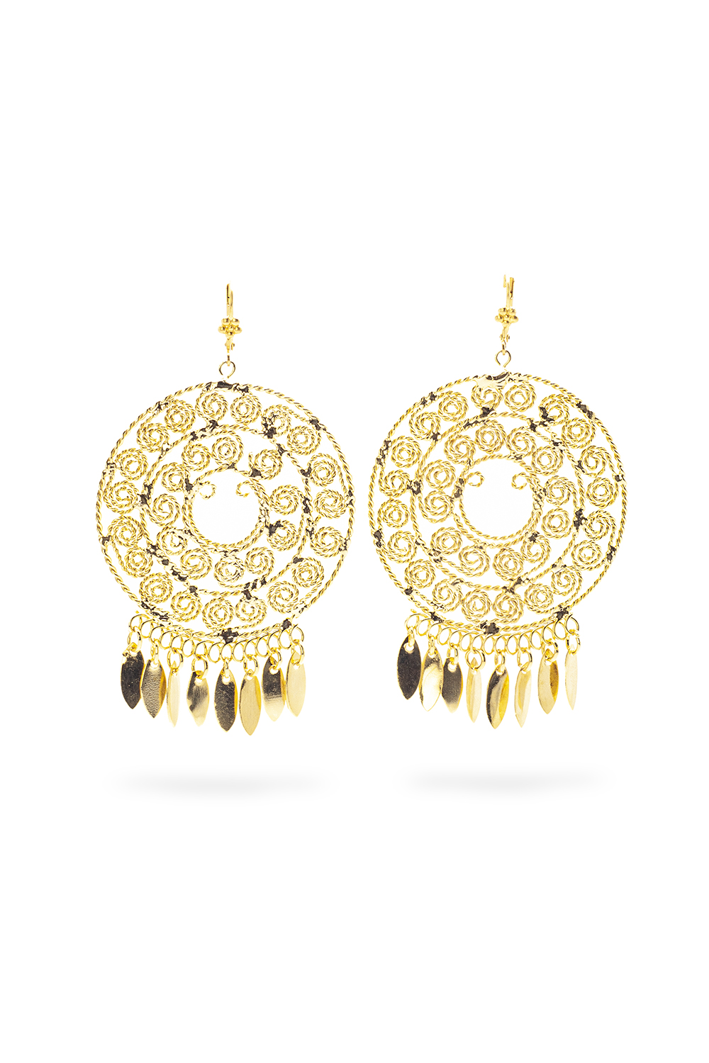 Arete Chandelier ANGELOZANO de Filigrana Oaxaqueña Modelo 101 color Oro