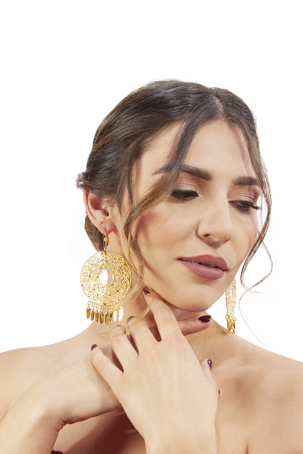 Arete Chandelier ANGELOZANO de Filigrana Oaxaqueña Modelo 101 color Oro