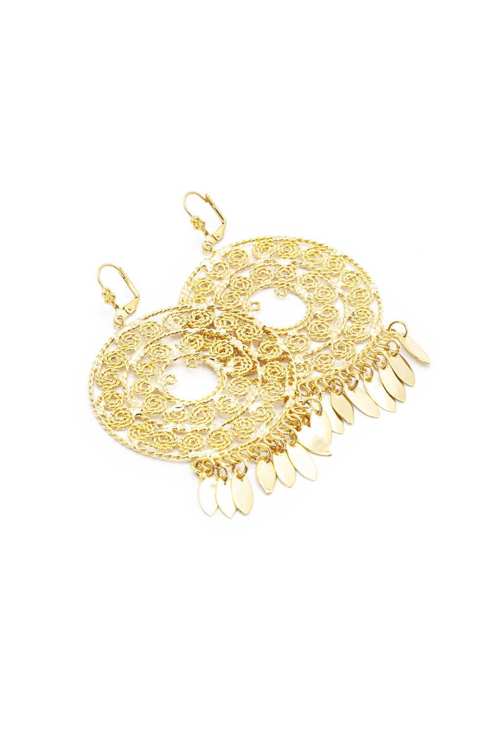 Arete Chandelier ANGELOZANO de Filigrana Oaxaqueña Modelo 101 color Oro