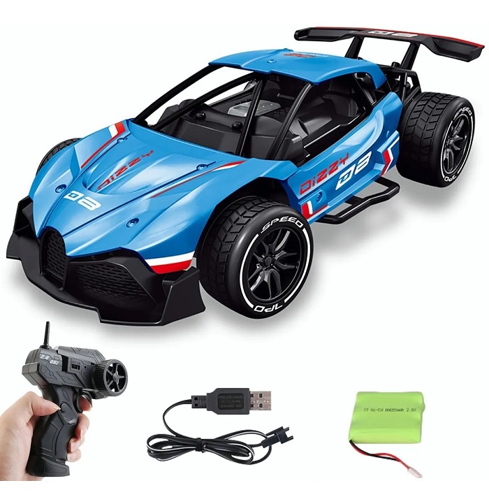 Carro De Control Remoto Rc Coche Recargable Azul