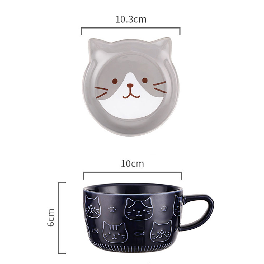 Taza de Cerámica con Relieve, Tapa Diseño Gato Regalos Orginales