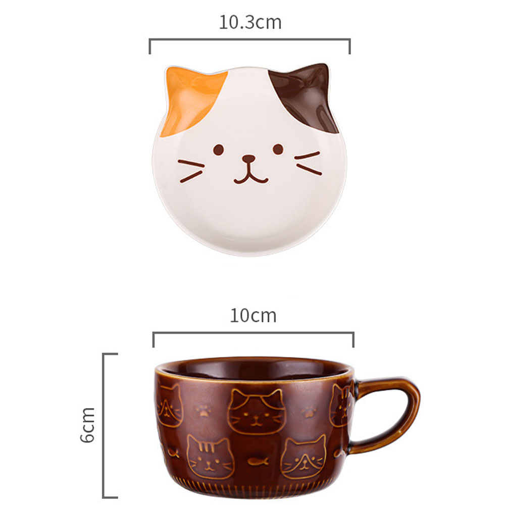 Taza de Cerámica con Relieve, Tapa Diseño Gato Regalos Orginales