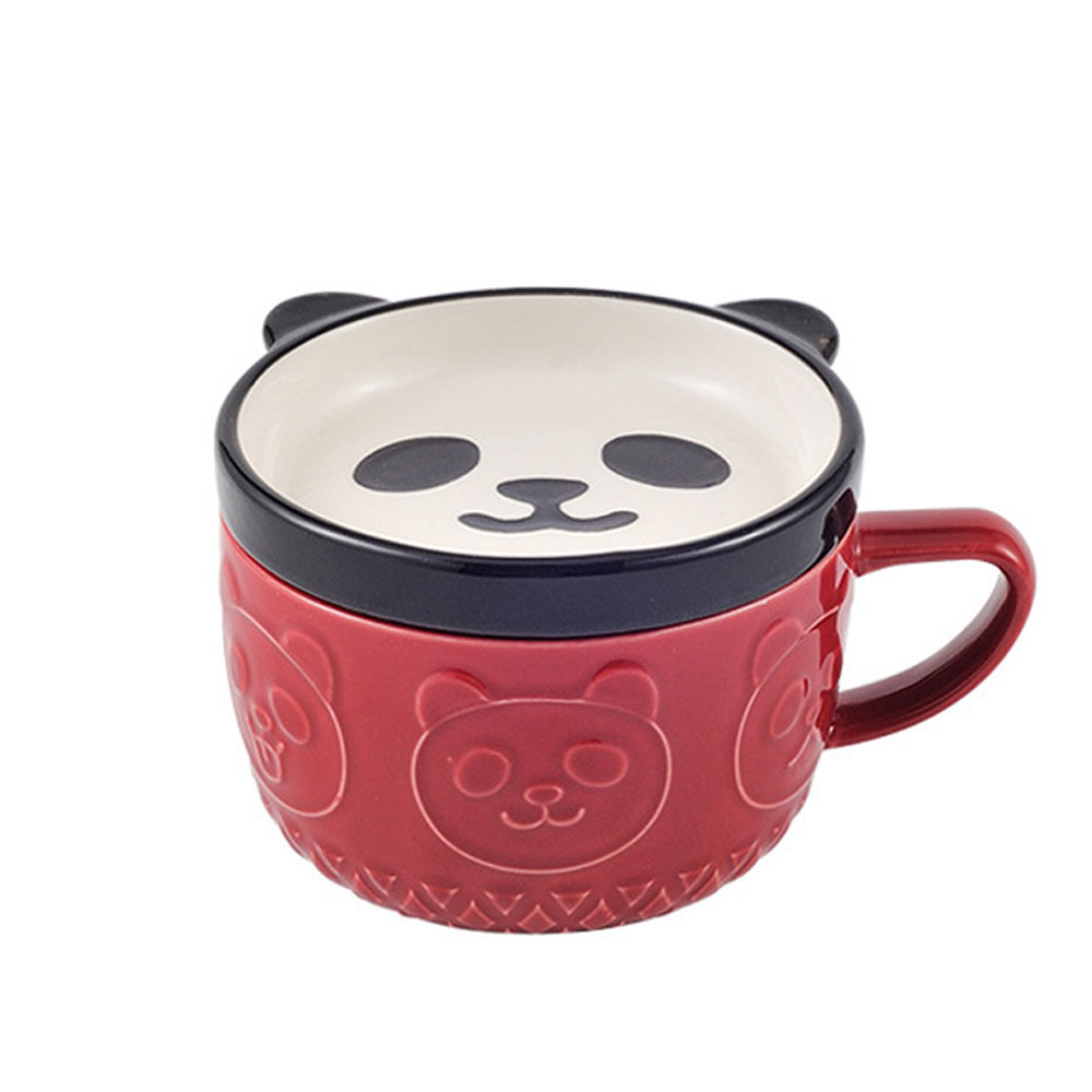 Taza de Cerámica HappyWare Multicolor con Tapa Diseño  Oso Panda