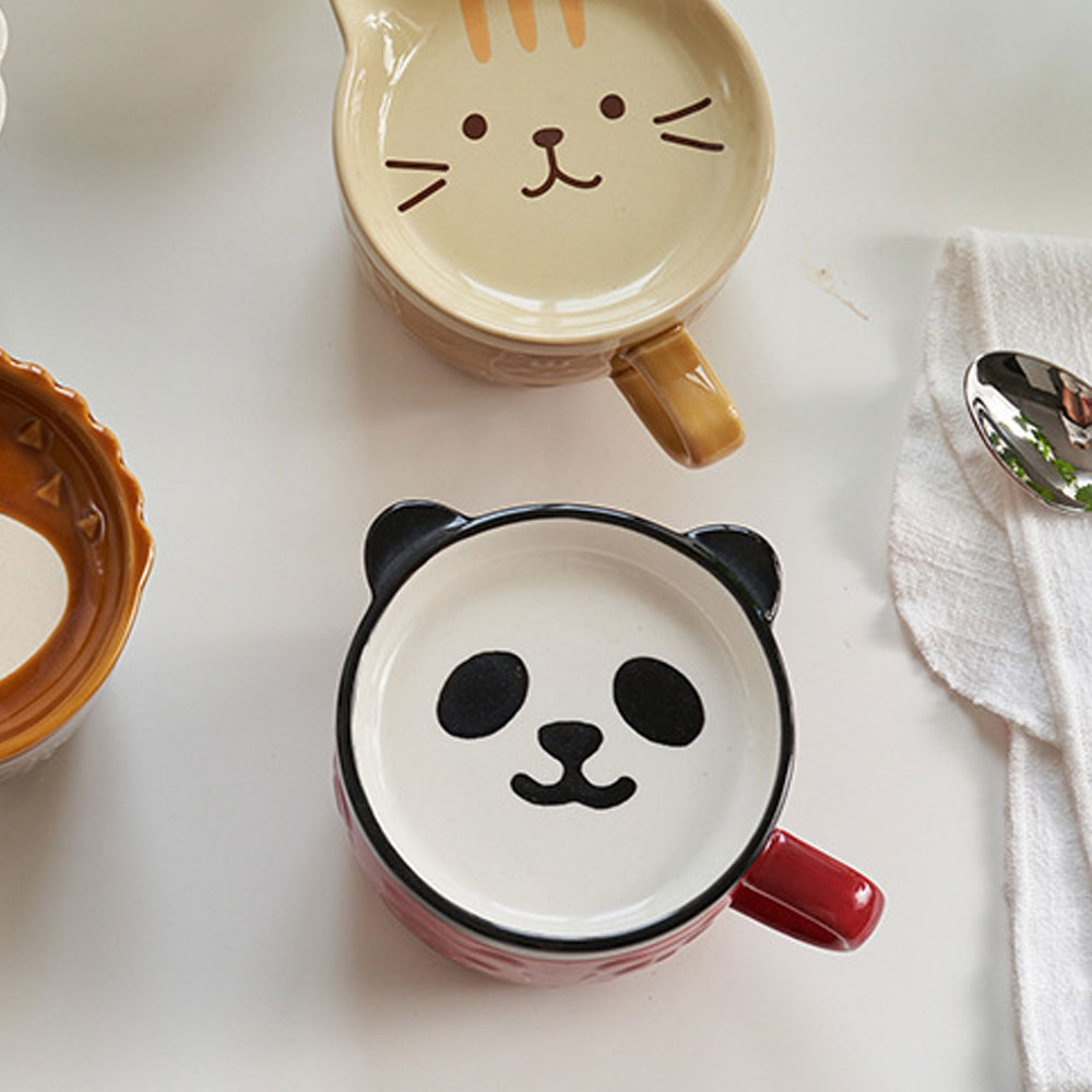 Taza de Cerámica HappyWare Multicolor con Tapa Diseño  Oso Panda