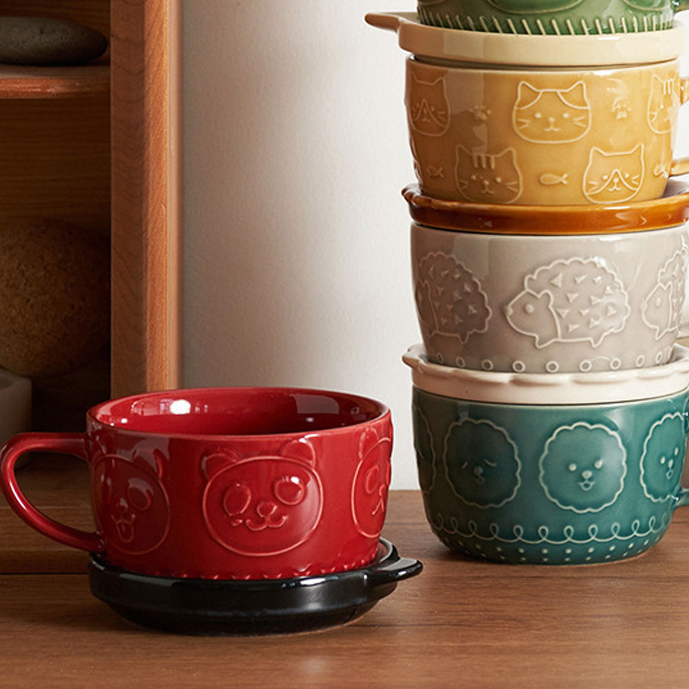 Taza de Cerámica HappyWare Multicolor con Tapa Diseño  Oso Panda