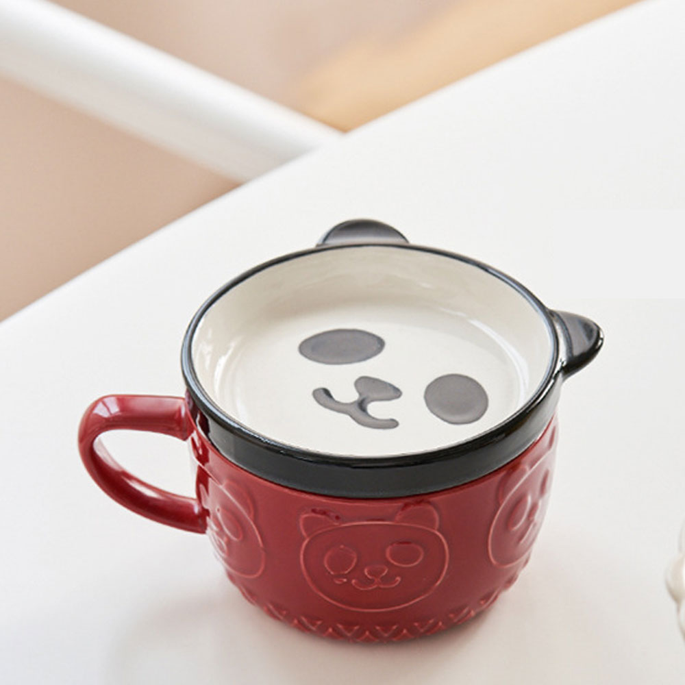 Taza de Cerámica HappyWare Multicolor con Tapa Diseño  Oso Panda
