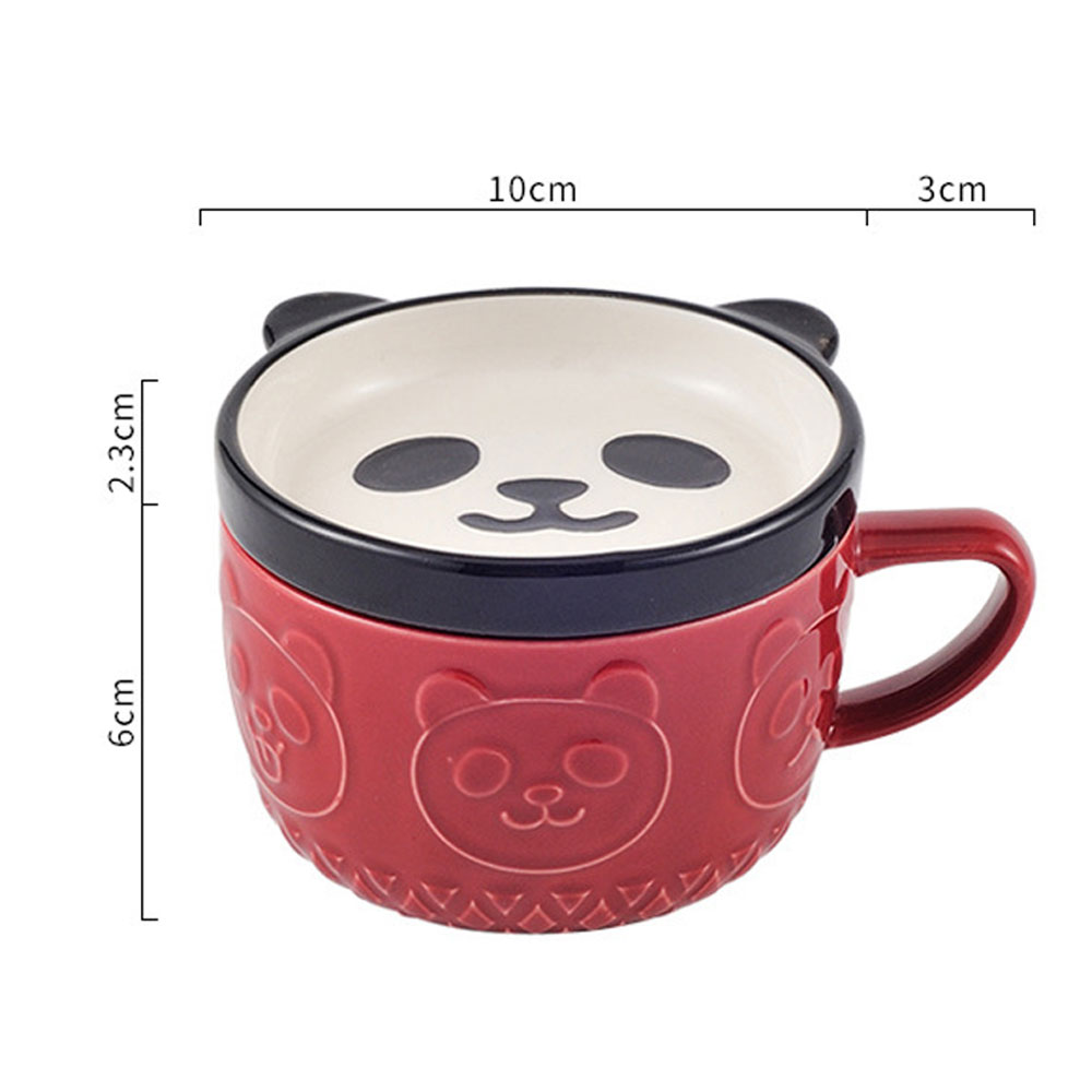 Taza de Cerámica HappyWare Multicolor con Tapa Diseño  Oso Panda