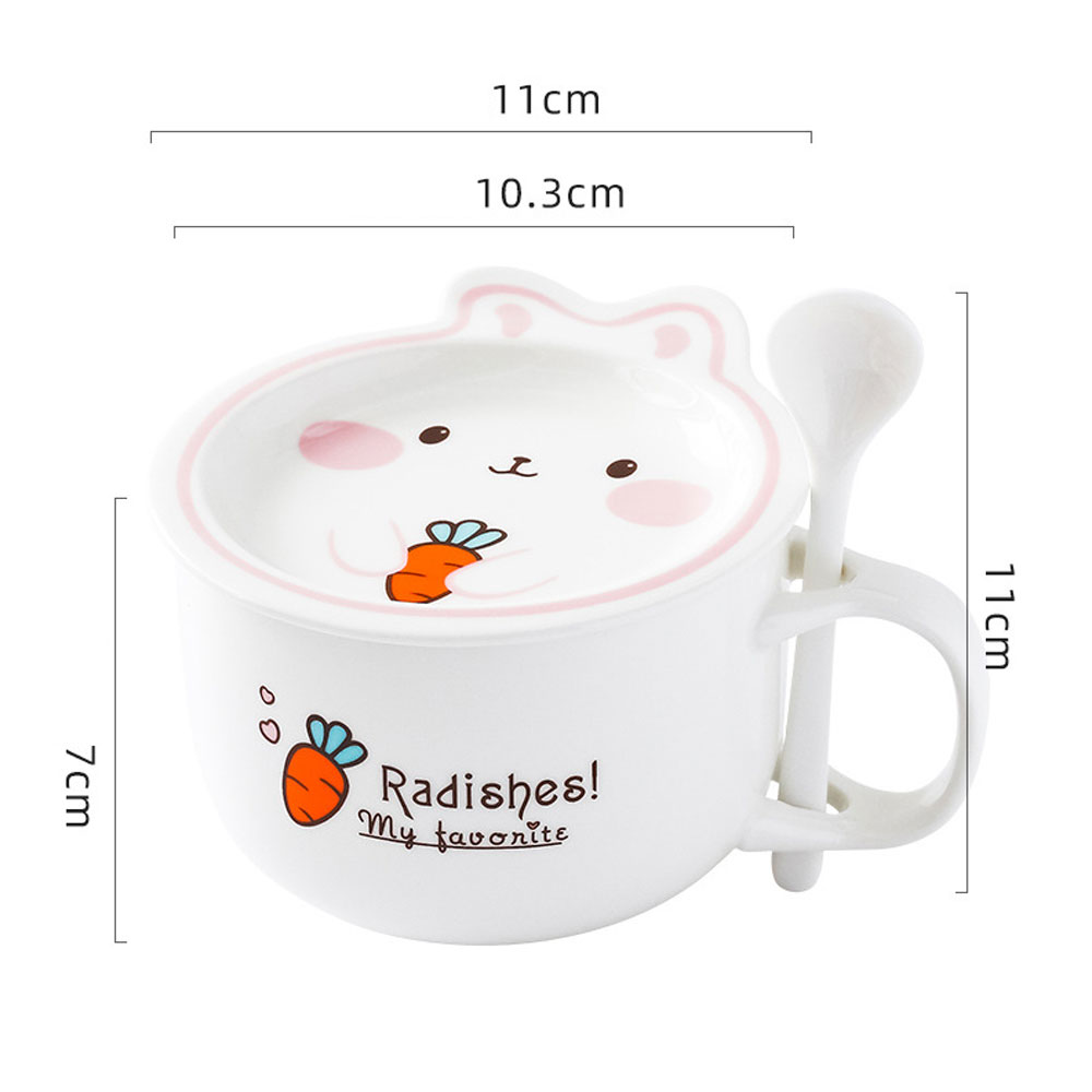 Taza de Cerámica para Café con Cuchara y Tapa Diseño de Conejo