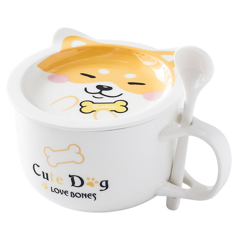 Taza de Cerámica para Café con Cuchara y Tapa Diseño de Perro