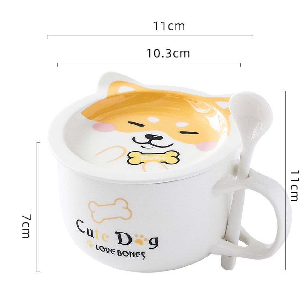 Taza de Cerámica para Café con Cuchara y Tapa Diseño de Perro