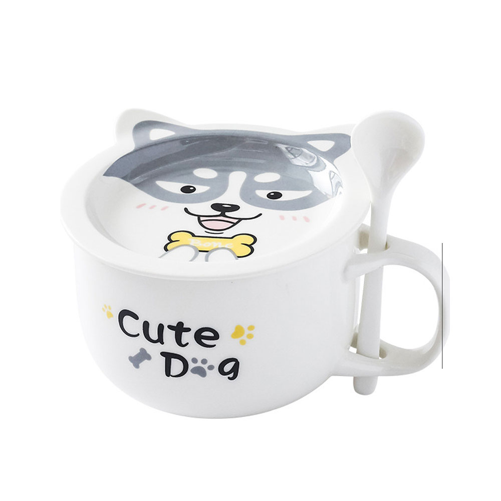 Taza de Cerámica para Café con Cuchara y Tapa Diseño de Perro