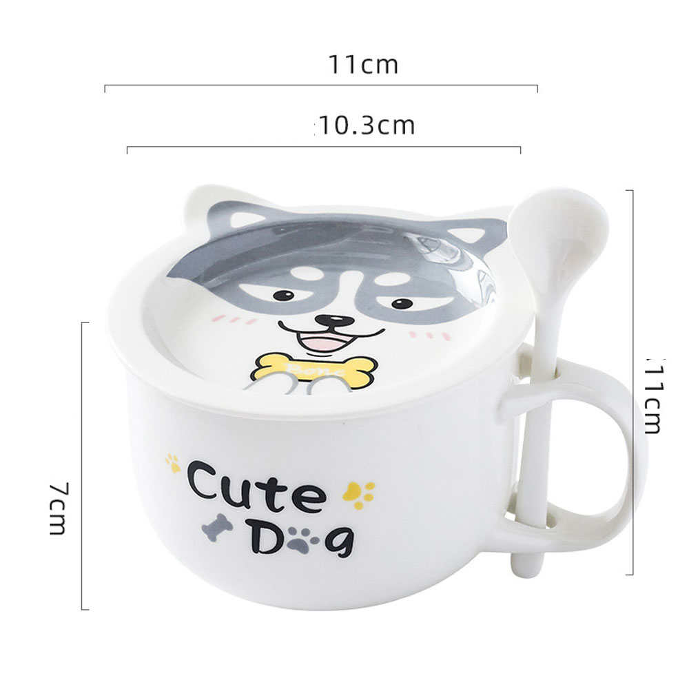 Taza de Cerámica para Café con Cuchara y Tapa Diseño de Perro