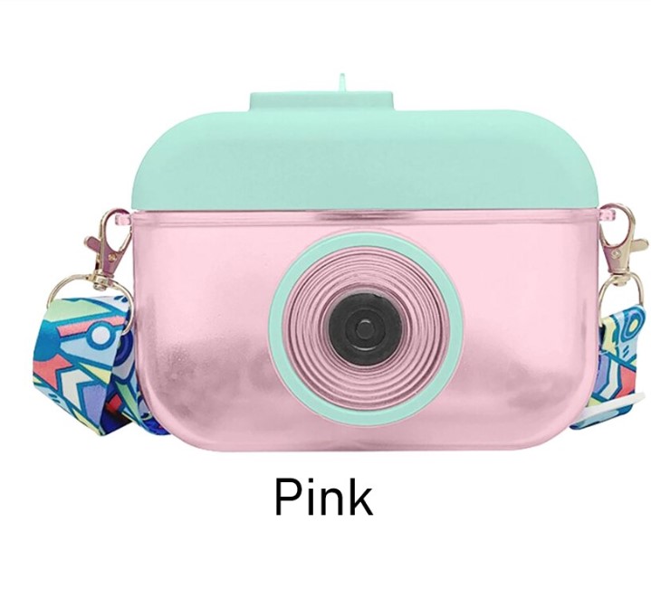 Botella Cantimplora en Forma de Cámara Kawaii Niños Para Bebidas Correa Viaje Jugo Agua 400 ml