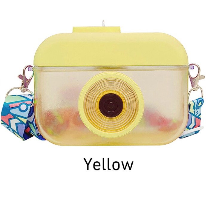 Botella Cantimplora en Forma de Cámara Kawaii Niños Para Bebidas Correa Viaje Jugo Agua 400 ml