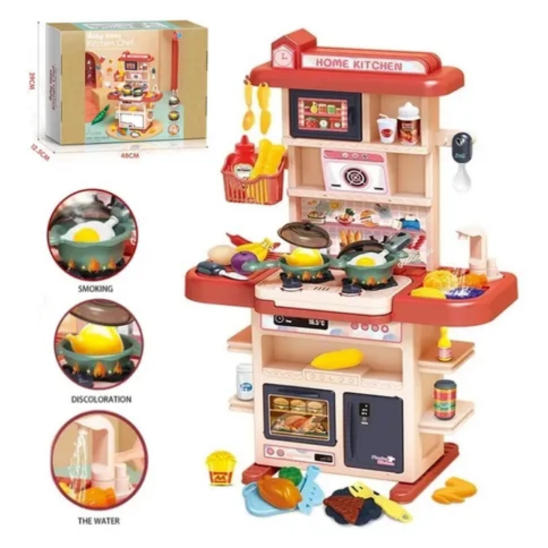 Juguetes Cocina Niños 43pzs 74cm Luz Sonido Agua Vapor Spray
