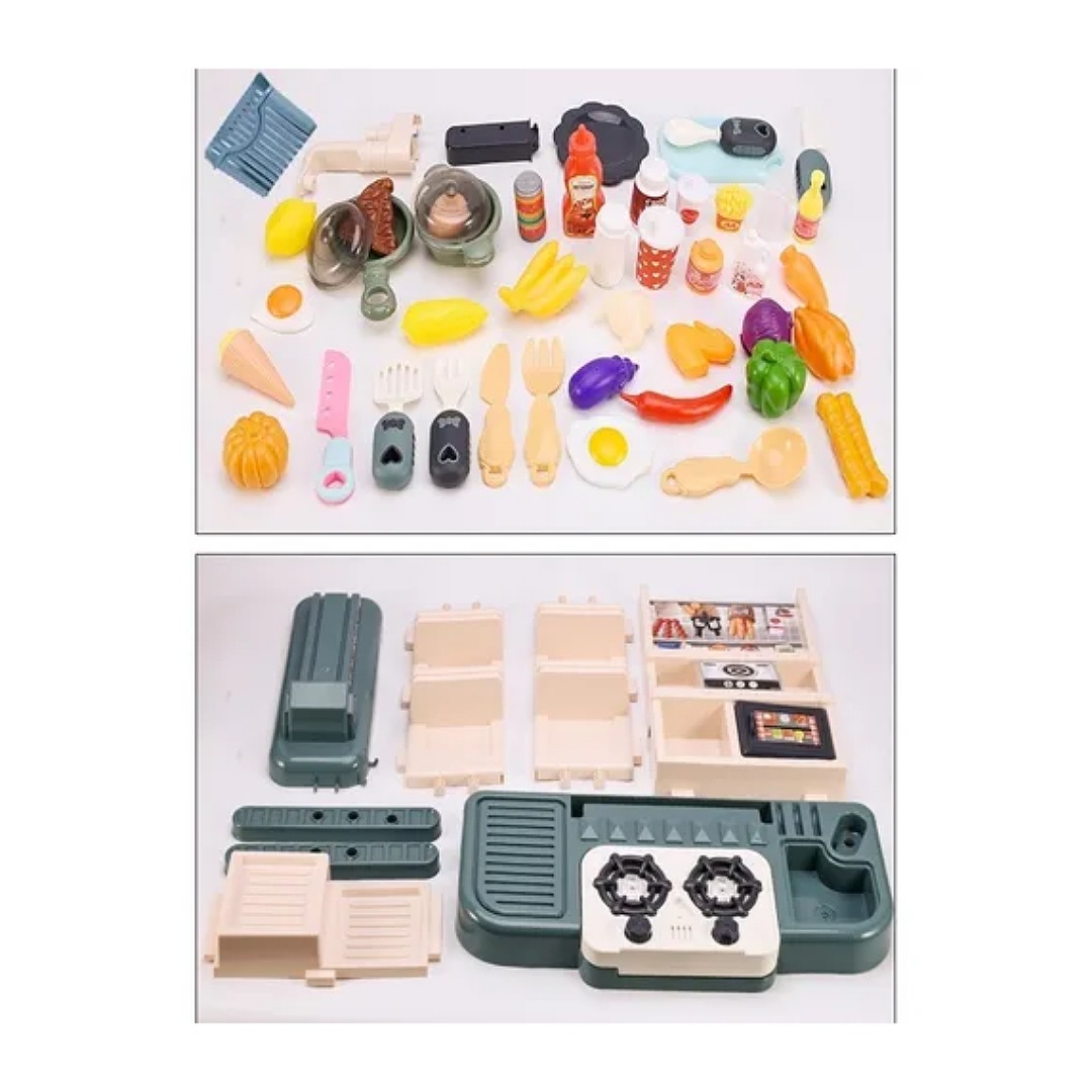 Juguetes Cocina Niños 43pzs 74cm Luz Sonido Agua Vapor Spray