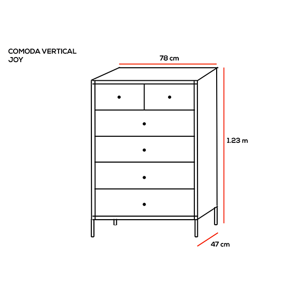 Cómoda reinicia 21 muebles vertical cajones blancos Joy.