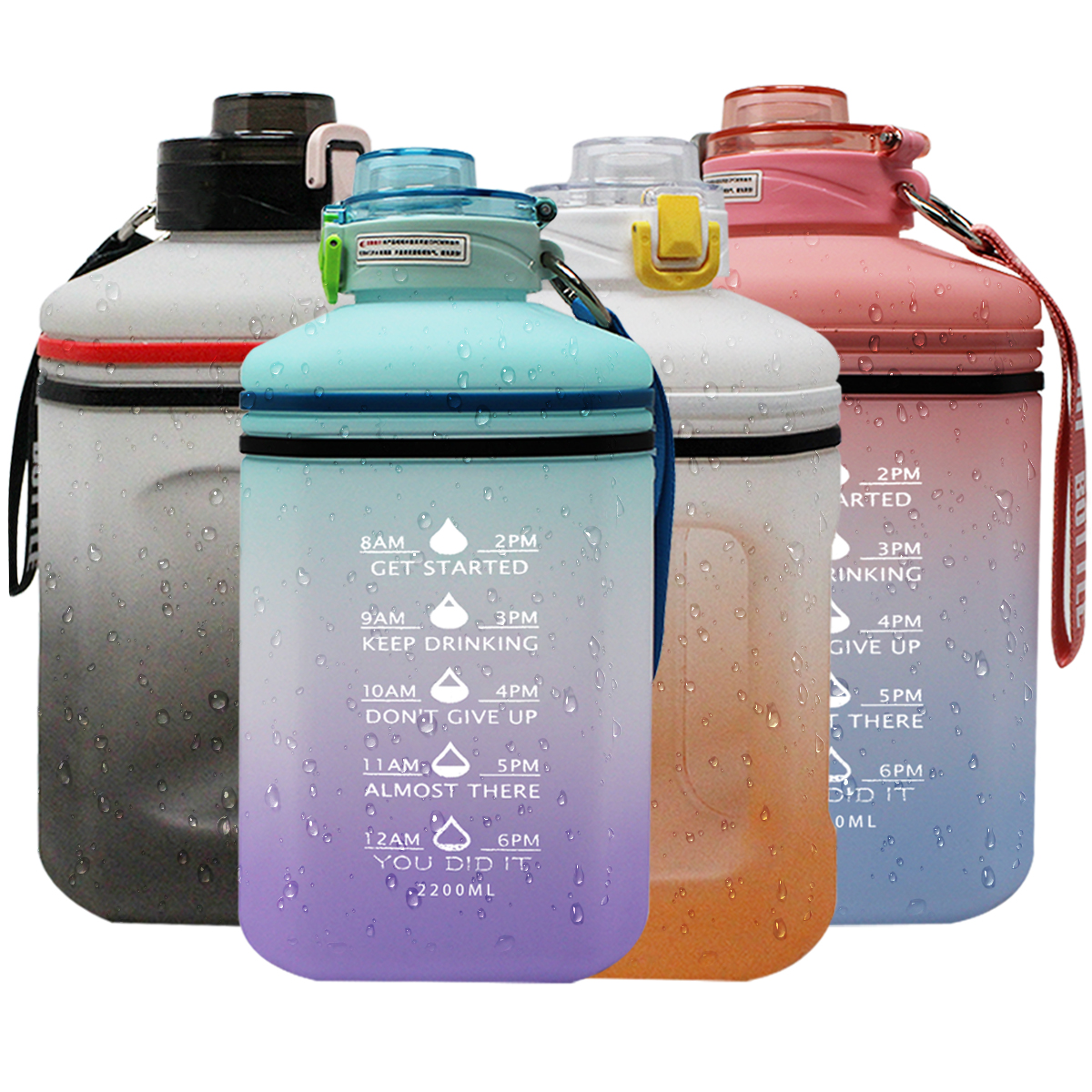 Botella De Agua Motivacional Sport Gym 2 Litros Deportiva Efecto degradado