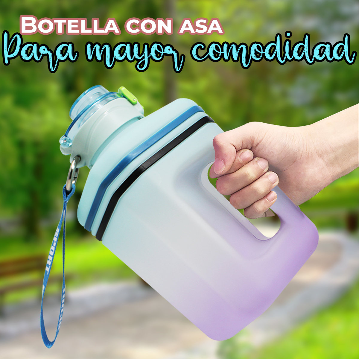 Botella De Agua Motivacional Sport Gym 2 Litros Deportiva Efecto degradado