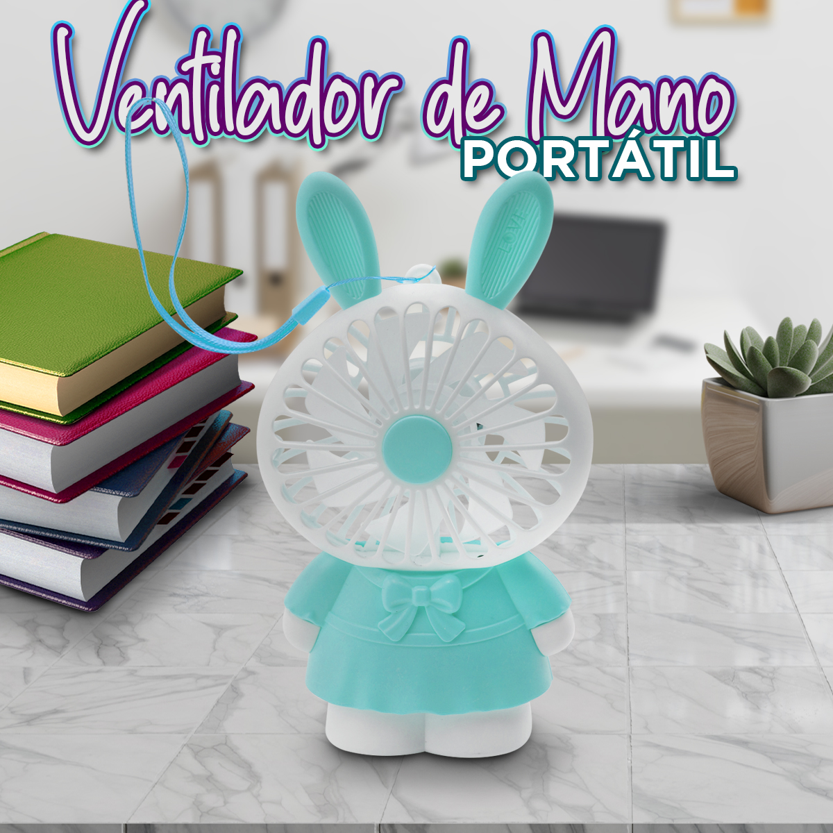 Mini Ventilador De Mano Portatil Usb Recargable Con Luz Cute