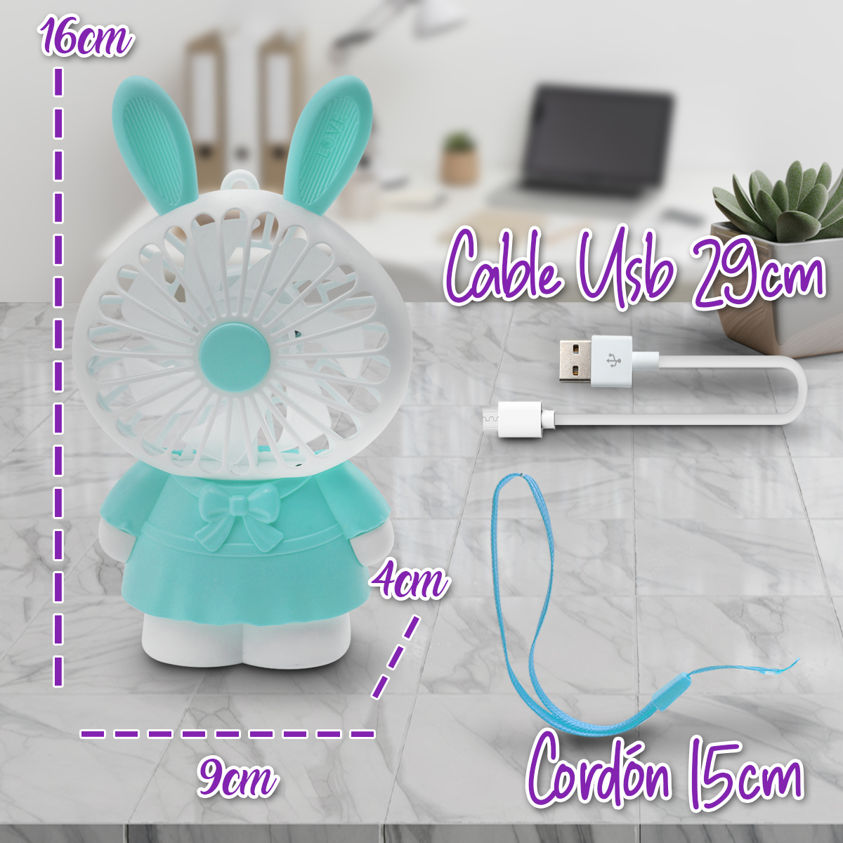 Mini Ventilador De Mano Portatil Usb Recargable Con Luz Cute
