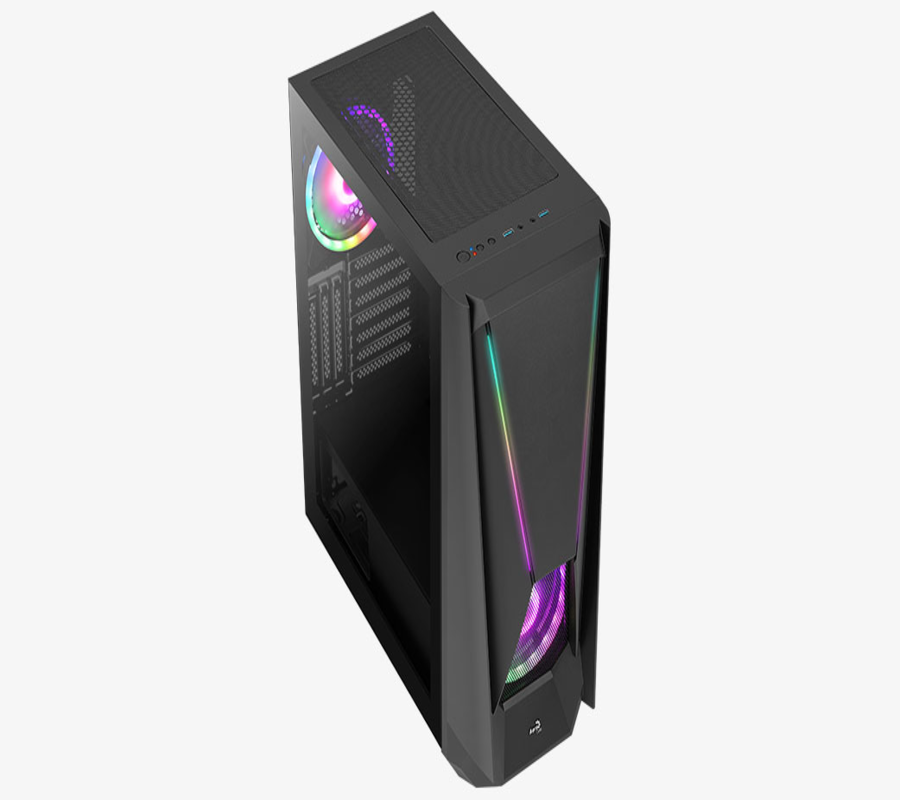 GAB AEROCOOL VISOR CRIST TEMP,BLACK ARGB,E-ATX