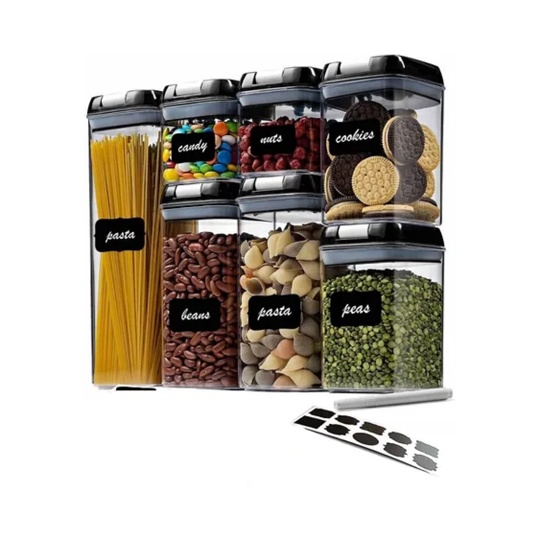 Set De 7 Contenedores Para Cocina Con Tapa Hermética