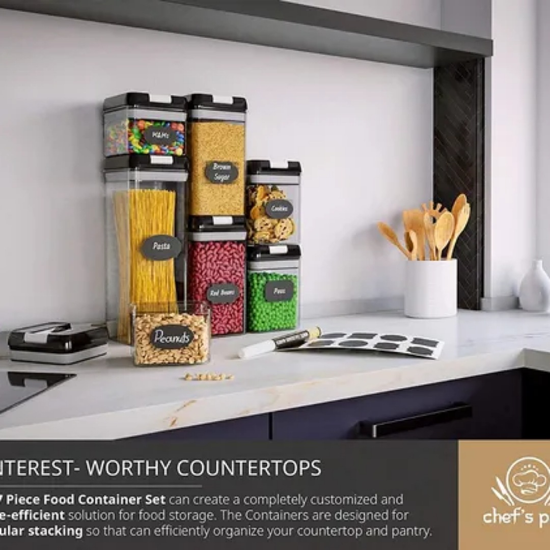 Set De 7 Contenedores Para Cocina Con Tapa Hermética