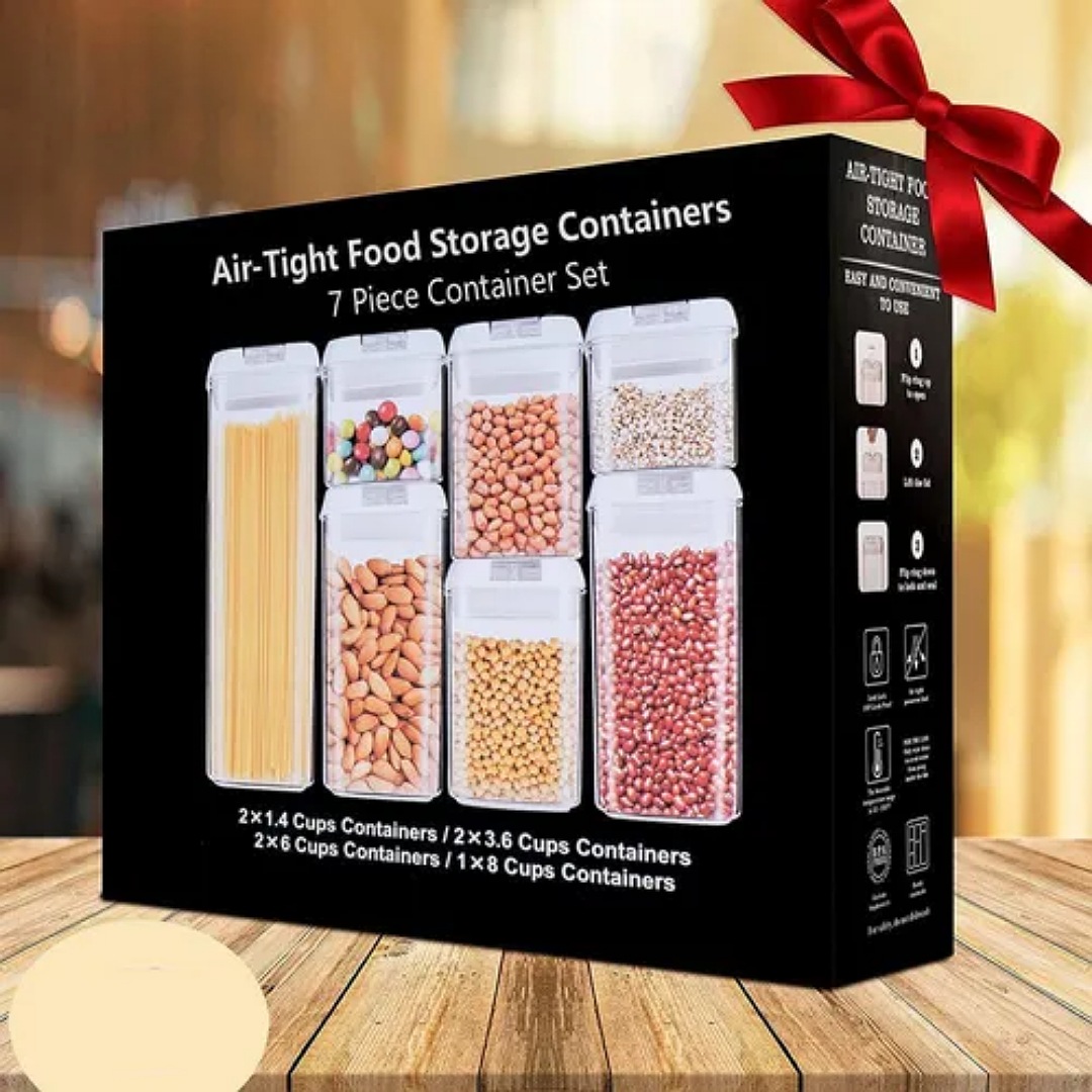 Set De 7 Contenedores Para Cocina Con Tapa Hermética