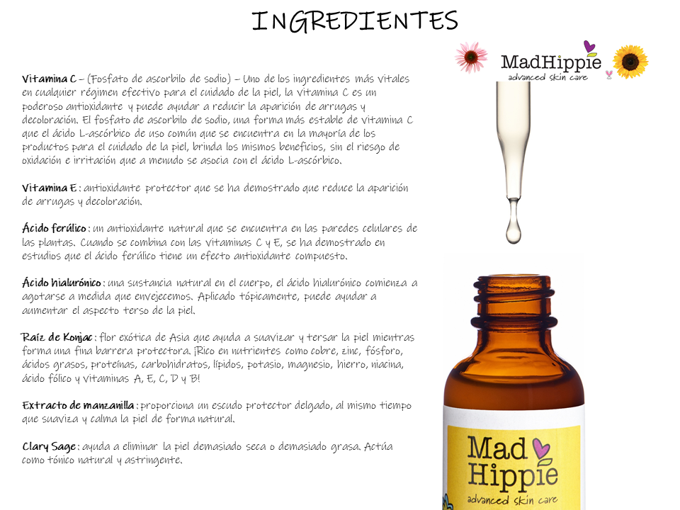 Mad Hippie Serum Vitamina C Aclarante Con Ácido Hialurónico