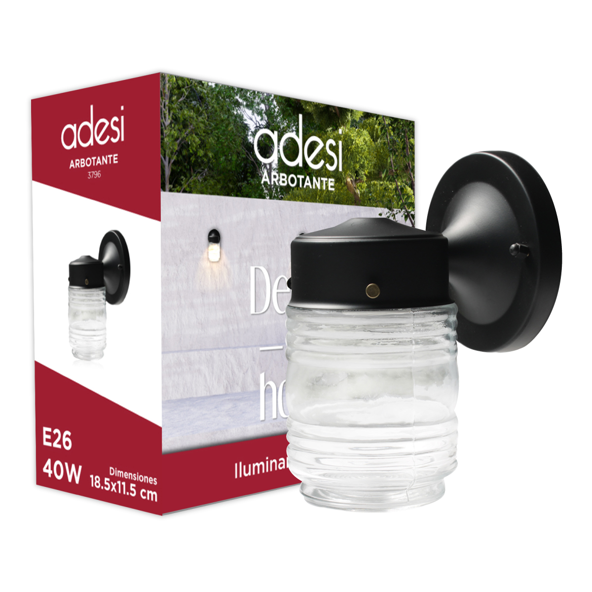 Lámpara Exterior Arbotante Vaso Negro E26 1L