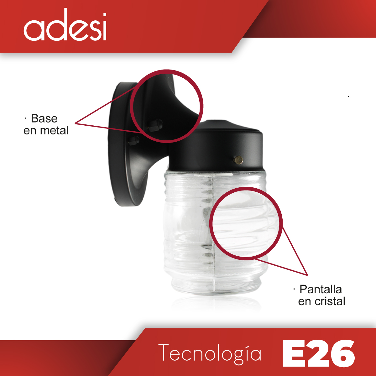 Lámpara Exterior Arbotante Vaso Negro E26 1L