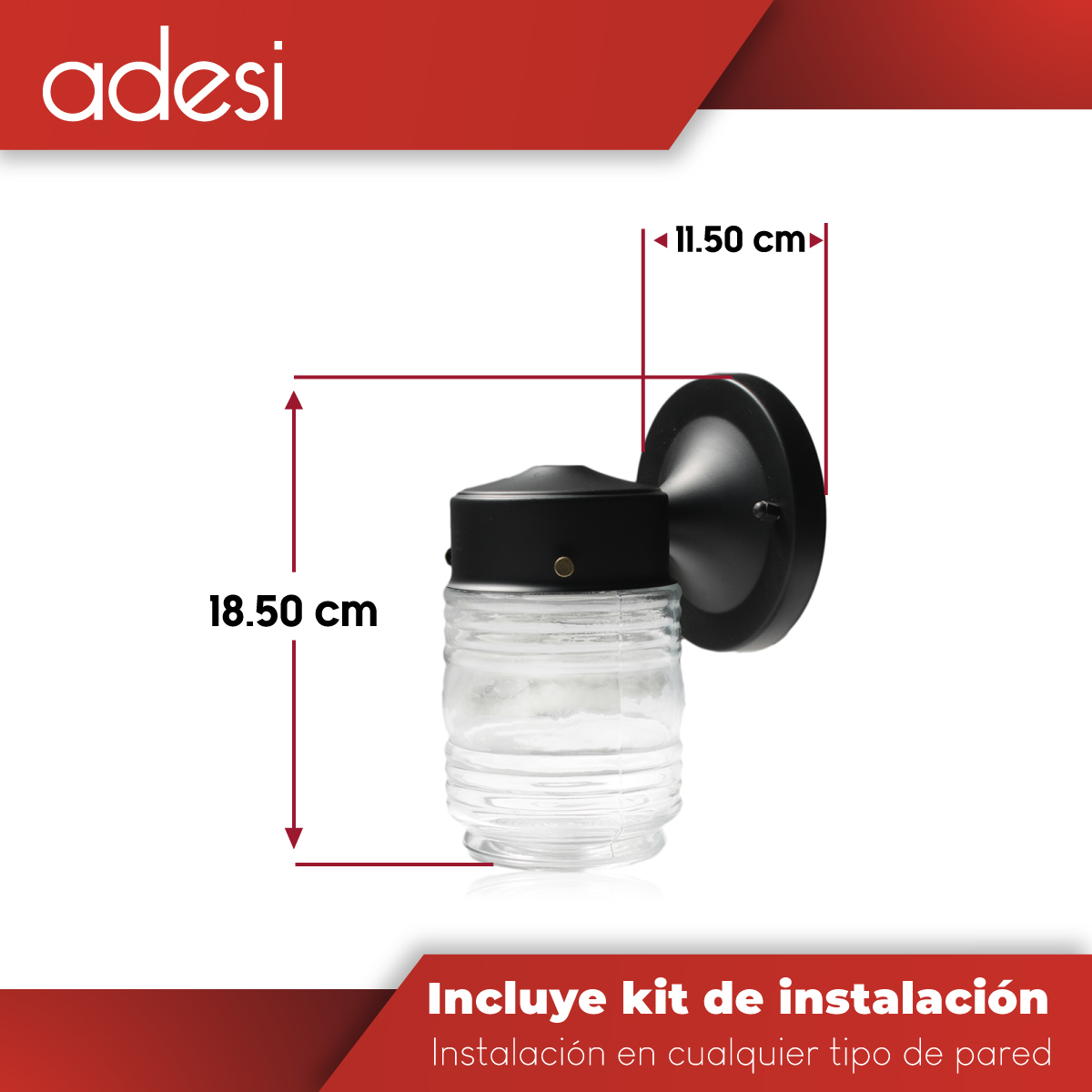 Lámpara Exterior Arbotante Vaso Negro E26 1L