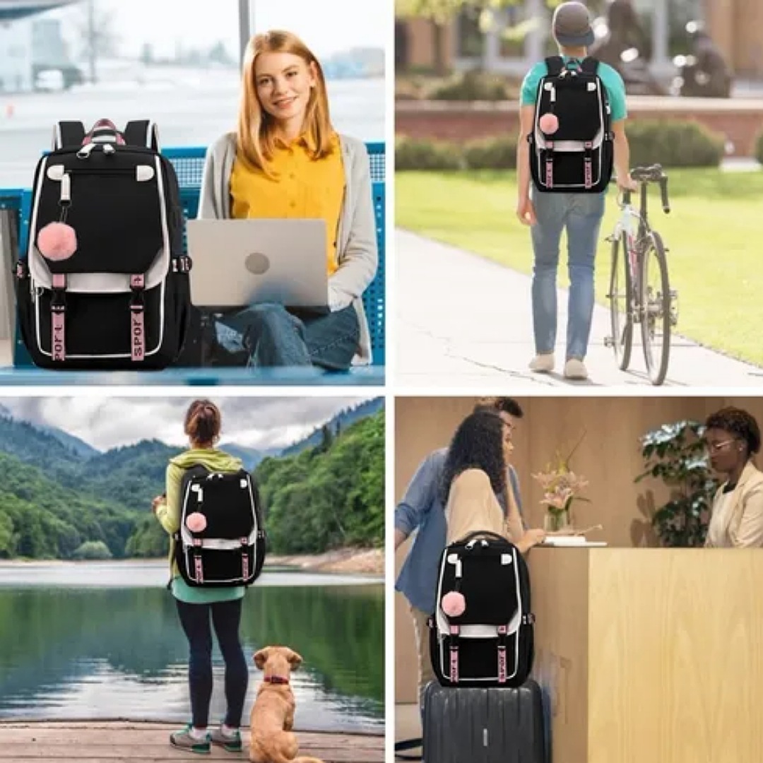 Mochila Kawaii Estilo Coreano Juvenil Con Puerto Usb