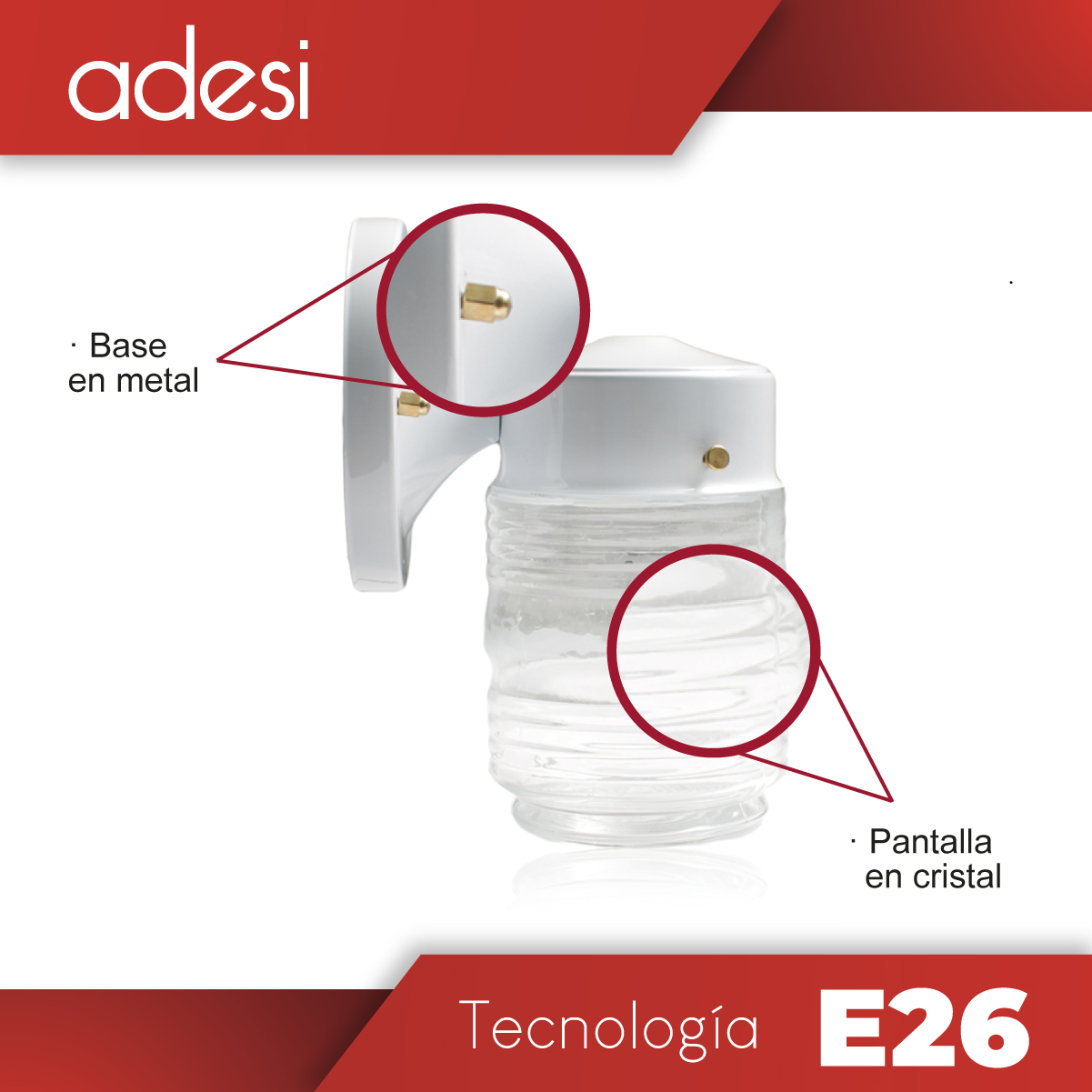 Lámpara Exterior Arbotante Vaso Blanco E26 1L