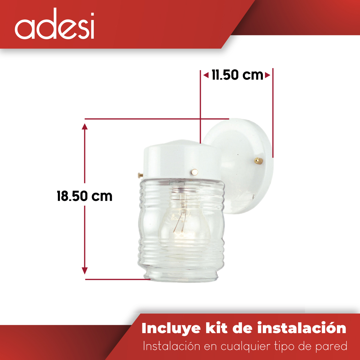 Lámpara Exterior Arbotante Vaso Blanco E26 1L